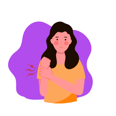 Illustration d’une femme se tenant le poignet droit douloureux